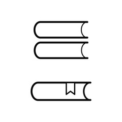 Set of simple icons with books and book with bookmark