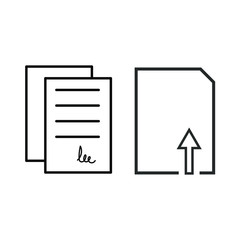 Set of simple icons with document with signature and file download.