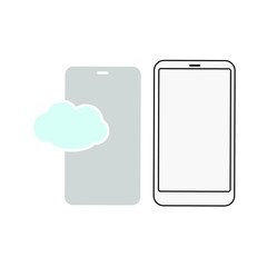 Set of simple icons with smartphone with cloud.