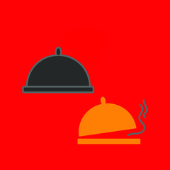 Fototapeta premium A set of simple icons with the serving of food, food сovered