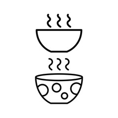 A set of simple icons with a bowl of hot soup