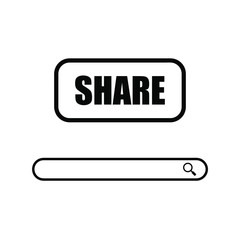  Set of simple icons with share button and search bar