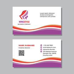 Business card template with logo - concept design. Visit card. Abstract shape branding. Vector illustration. 