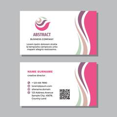 Business card template with logo - concept design. Abstract positive petals visit card branding. Vector illustration. 