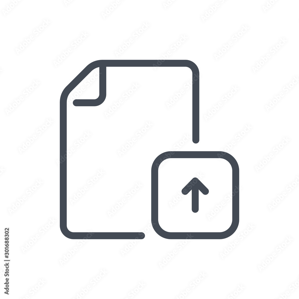 Poster upload file line icon. export document vector outline sign.