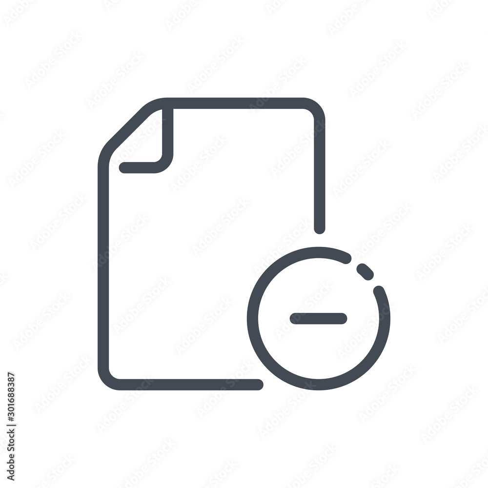 Poster delete file line icon. remove document vector outline sign.