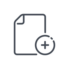 Create new file line icon. Add document vector outline sign.