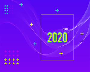 Modern colored 2020 line background vector.