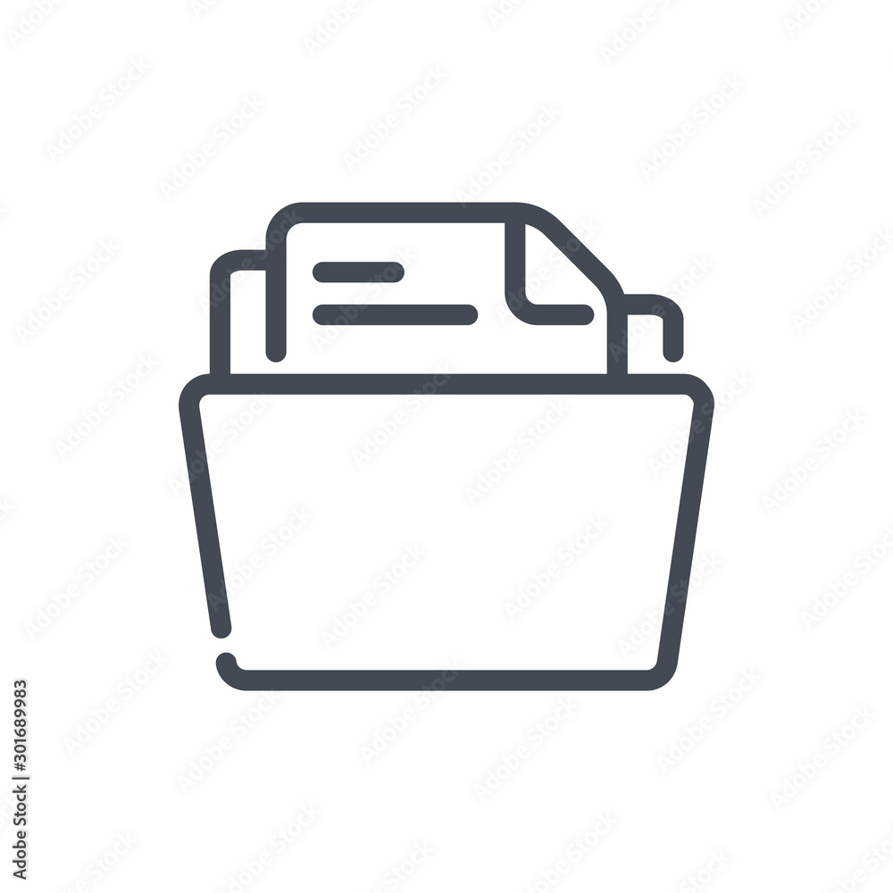Poster folder with file line icon. folder with document vector outline sign.