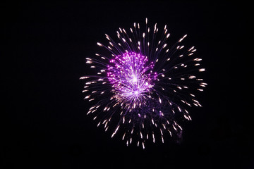 Fototapeta premium fireworks in the sky, colorful explosion at night for celebration, 4th of july background