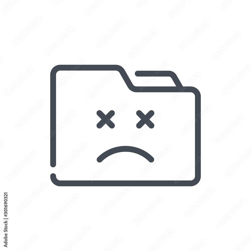 Aufkleber folder not found line icon. folder with problem vector outline sign.