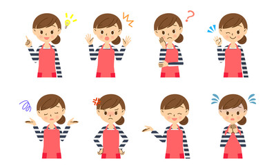 主婦の色々な表情セット　上半身