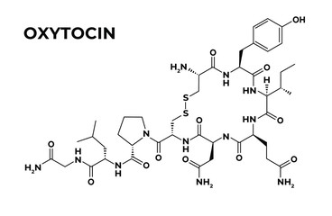  Oxytocin happiness love hormone structural chemical formula - obrazy, fototapety, plakaty