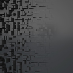 black abstract background with squares, 3d render