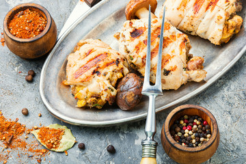 Chicken roll with mushrooms