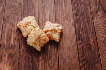 fresh pastry on a wooden background