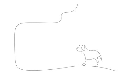 Cute puppy continuous line drawing, vector illustration	