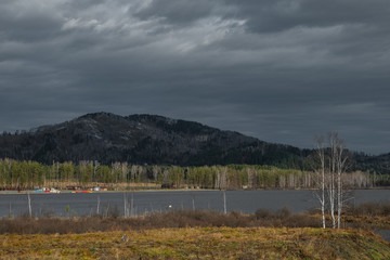 Katun river near Manzherok lake, view from the top of ski lift