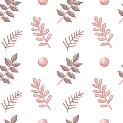  White background New Year plants seamless pattern. Christmas card. Winter mood.