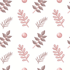  White background New Year plants seamless pattern. Christmas card. Winter mood.