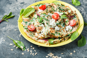 Homemade pancakes with herbs