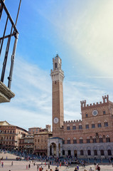 Fototapeta premium The Torre del Mangia and Piazza del Campo - Siena Italy