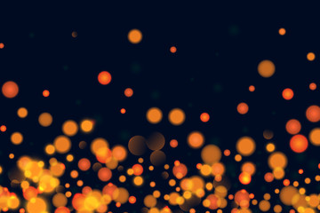 Golden bokeh background. Christmas glowing lights. Holiday decorative effect.