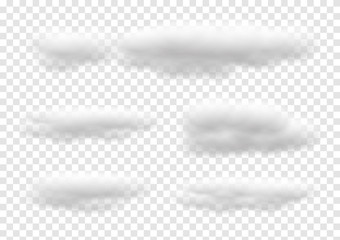 Realistic white cloud vectors isolated on transparency background, Fluffy cubes like white cotton wool ep13