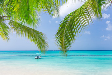 Obraz na płótnie Canvas Boat Caribbean sea beach