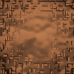 Copper abstract technology background, 3d render.