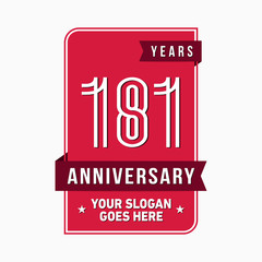 181 years anniversary design template. One hundred and eighty-one years celebration logo. Vector and illustration.