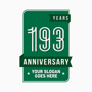 193 years anniversary design template. One hundred and ninety-three years celebration logo. Vector and illustration.