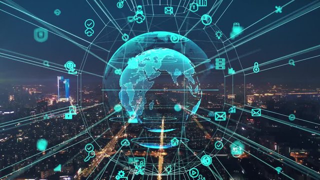 Smart city and communication network concept.
