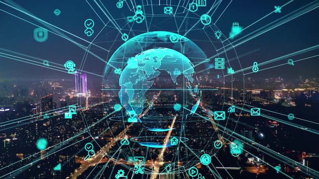 Smart city and communication network concept.