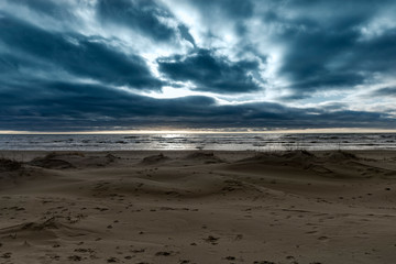 Evening dusk by Baltic sea, Liepaja, Latvia.
