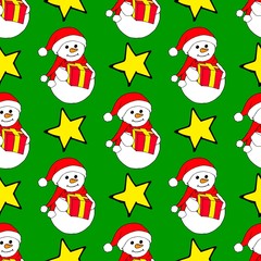 Christmas seamless pattern with Christmas toys, gifts and snowflakes. Perfect for wallpapers, wrapping paper, pattern fills, winter greetings, web page background. Separate illustrations. White