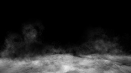 Smoke on the floor . Isolated black background. Design element.