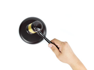 Wooden gavel and Hammer the Judge, isolated on white background, concept justice and law concept