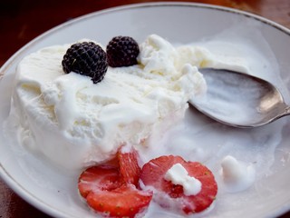 dessert with ice cream and berries