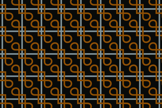 Striped geometric seamless pattern with vertical gold baroques. Modern black vector background wallpaper with surface antique ornamental gold silver stripes