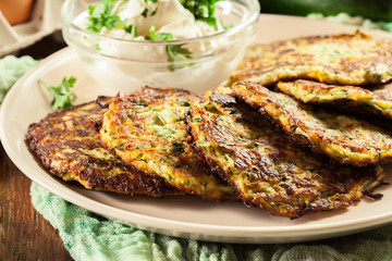 Zucchini fritters or pancakes
