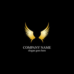 wings gold logo vector illustration template-vector