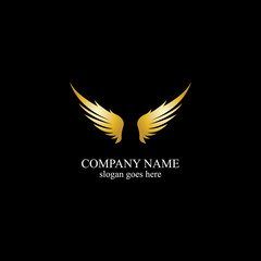 wings gold logo vector illustration template-vector