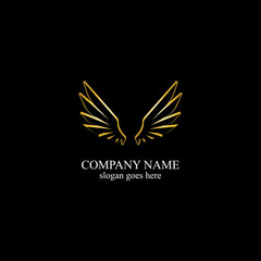 wings gold logo vector illustration template-vector