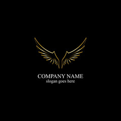 wings gold logo vector illustration template-vector