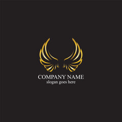 wings gold logo vector illustration template-vector