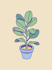 Cute hand drawn houseplant isolated on a white background. Vector illustration for creative design of posters, cards, banners, invitations, websites, etc.