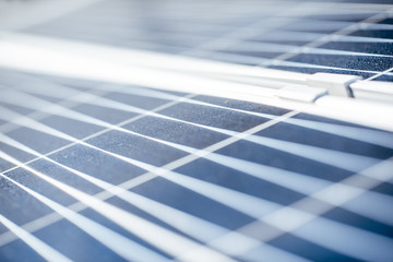 Close-up of solar module on photovoltaic power plant