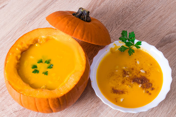traditional natural autumn pumpkin cream