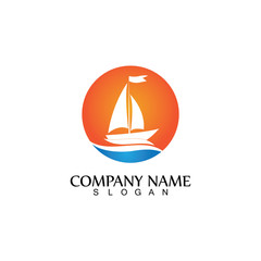ocean cruise linear ship silhouette simple linear logo-vector